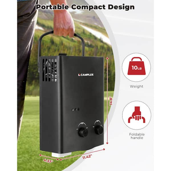 1.32 GPM Outdoor Portable Propane Tankless Water Heater with Showerhead and Gas Hose, CSA Certified