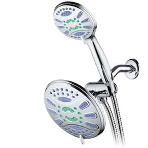 Antimicrobial 48-Spray 7 in. High Pressure 3-Way Dual Rain Shower Head and Handheld Shower Head Combo in Chrome