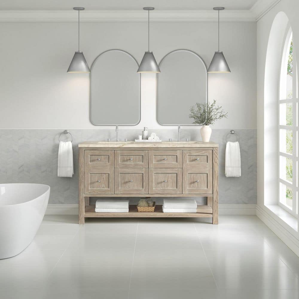 Breckenridge 60.0 in. Double Bath Vanity in Whitewashed Oak with Tajnar Engineered Composite Top price history on PriceWatchPro