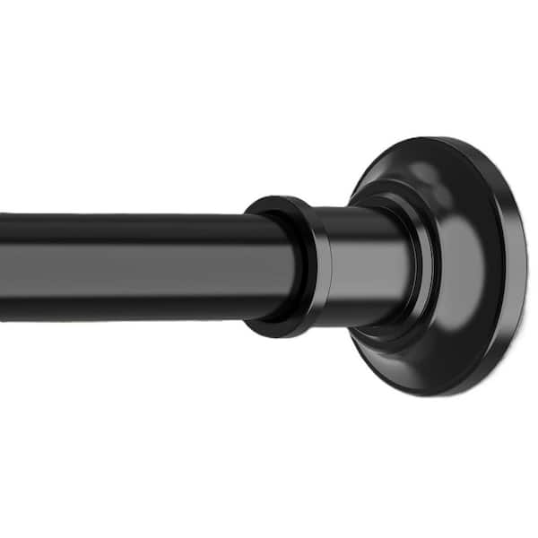 30 in. to 100 in. Stainless Steel Adjustable Tension Shower Curtain Rod in Black, No Drill, Non Slip