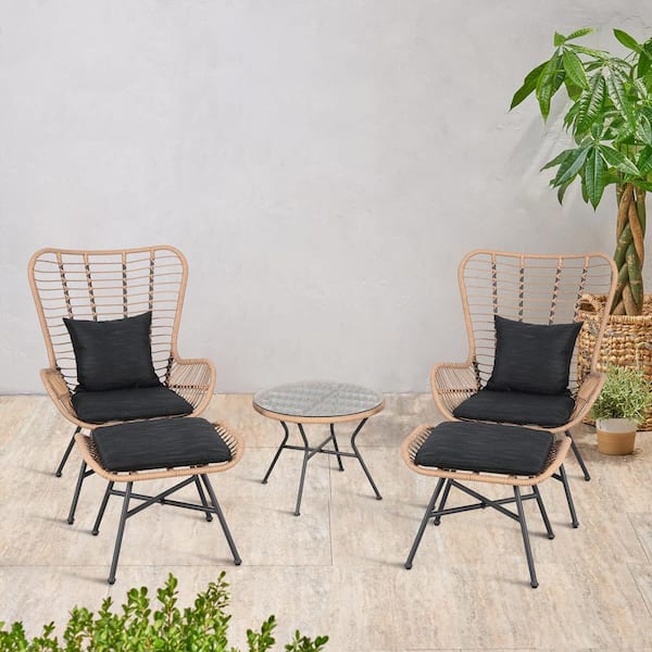Freestyle 5-Piece Metal Outdoor Bistro Set with Black Cushions