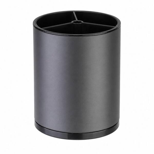 Gray Extra Large 360° Rotating Stainless Steel Kitchen Utensil Holder, 3 Compartment
