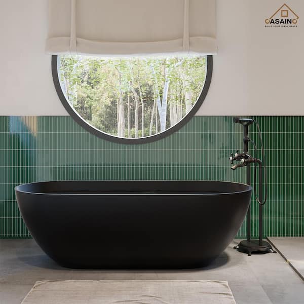 CASAINC 59 in. x 30 in. Soaking Bathtub in Matte Black