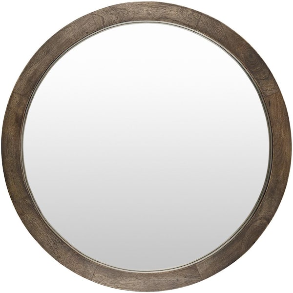 Livabliss Atticus 23 in. H x 23 in. W Brown Round Traditional Mirror
