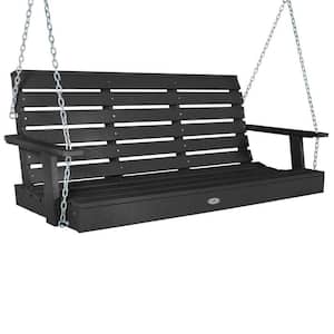 Riverside 5ft. 2-Person Black Sand Recycled Plastic Porch Swing