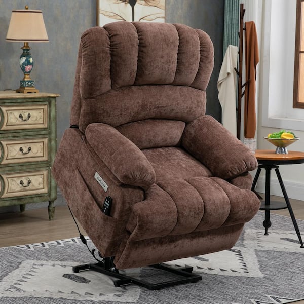 aisword Brown Comfort Chenille Power Lift Recliner Chair with 8