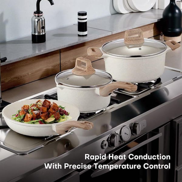 Lynzavix 18 Piece Nonstick Ceramic Cookware Set Induction