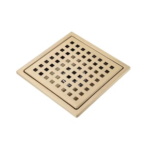 6 in W x 6 in D Stainless Steel Decorative Drain Cover with Brushed Gold