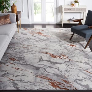 Craft Gray/Brown 7 ft. x 7 ft. Abstract Marble Square Area Rug