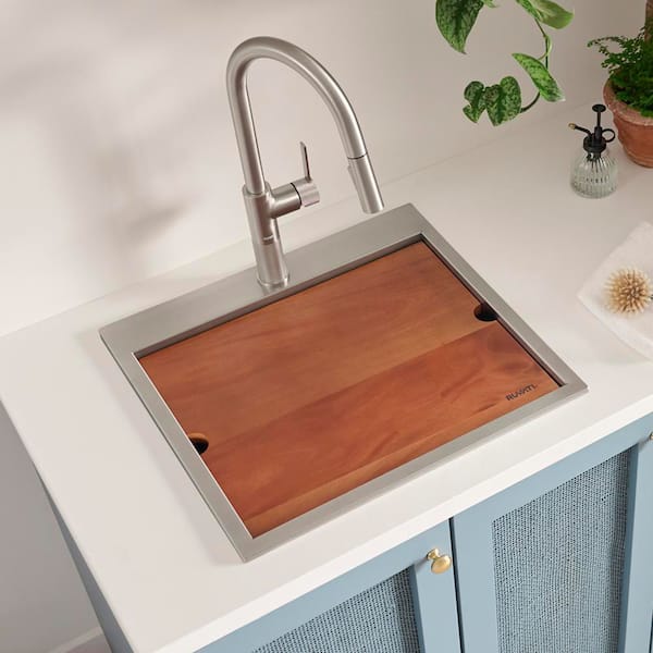 Alto 21 in. Drop-in Topmount 16-Gauge Stainless Steel Laundry Utility Workstaion Sink