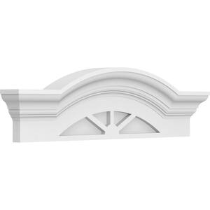 24-in W x 7-in H x 2-1/2-in P Segment Arch W/Flankers 3 Spoke Signature Urethane Pediment, Primed Tan