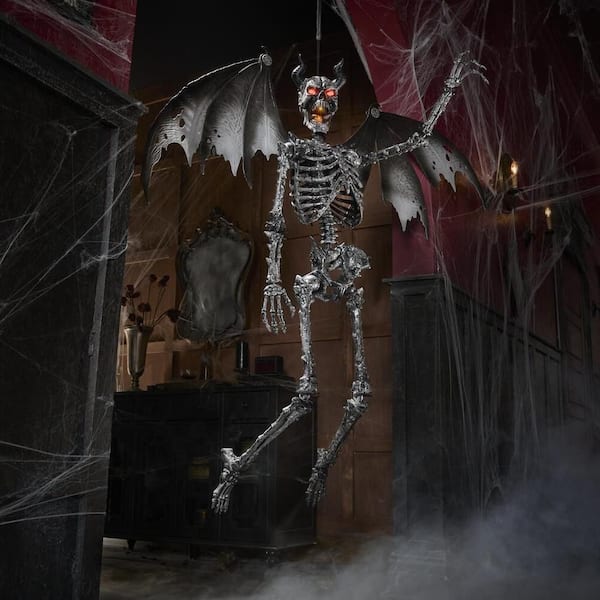 3-Pack 5 ft. Grave & Bones LED Ultra Pose-N-Stay Skeleton Demon