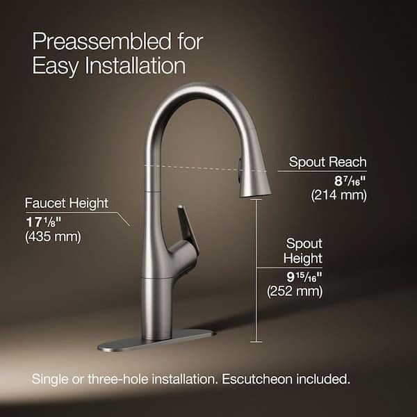 KOHLER Safia 1-Handle Pull Down Sprayer Kitchen Faucet with