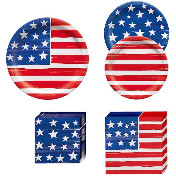 Amscan Painted Patriotic Tableware Kit for 50 Guests (300-Pieces)