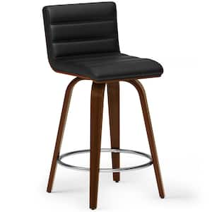 Roland Mid Century Modern Counter Height Stool in Black Vegan Faux Leather