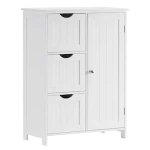 22.04 in. W x 11.81 in. D x 32.28 in. H White Linen Cabinet with 3 Large Drawers and 1 Adjustable Shelf