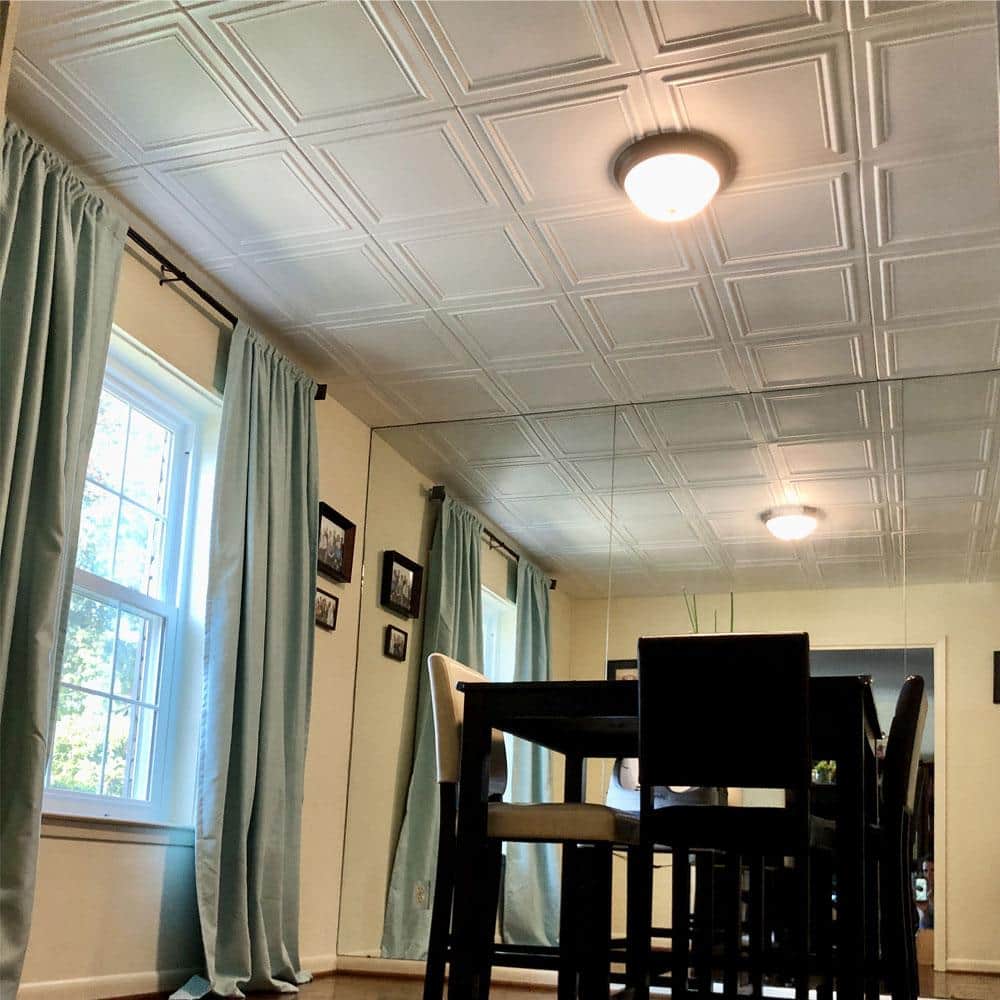 Plain White Square Foam Ceiling Tile for Glue-Up Installation