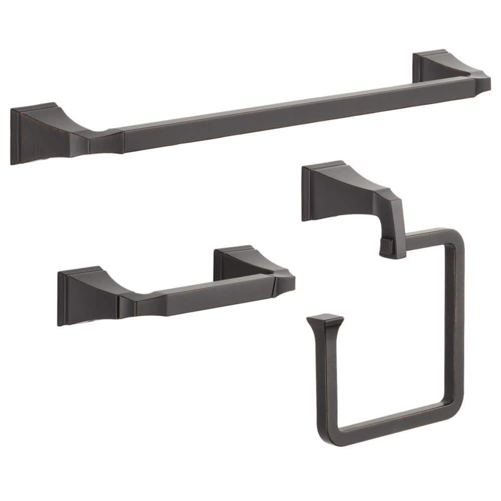 Delta Dryden 3Piece Bath Hardware Set with 24 in. Towel Bar, Toilet