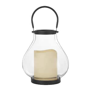 11 in. Glass Hurricane Lantern with Timer Candle
