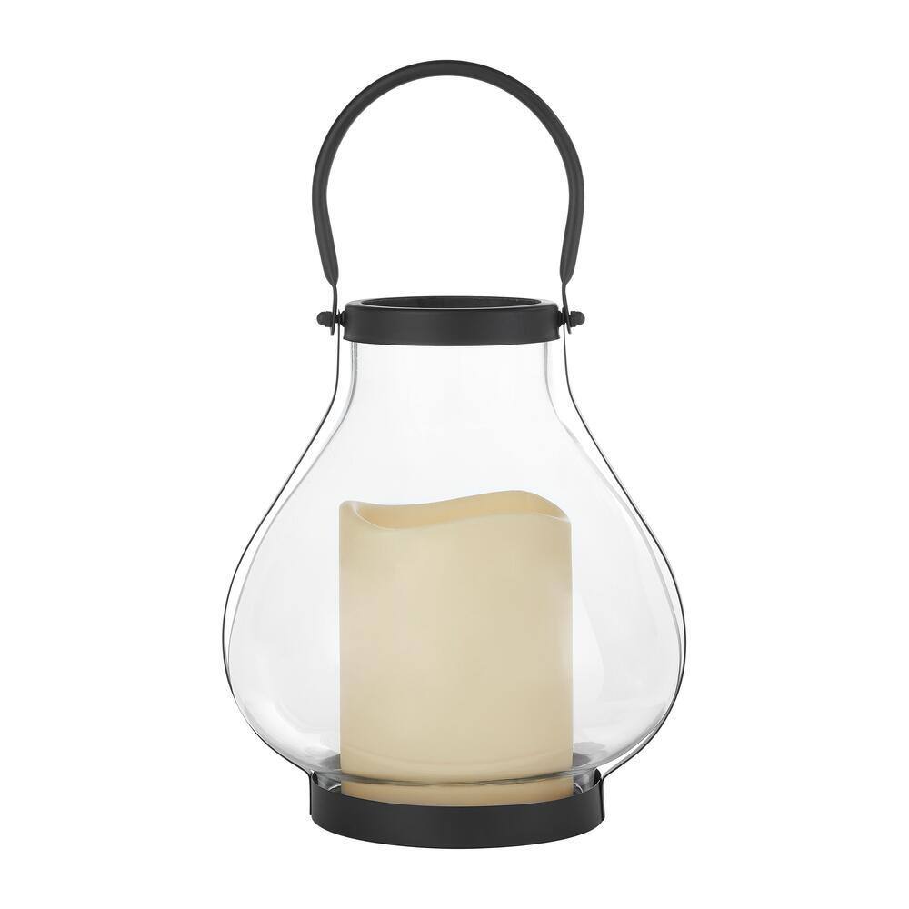 Hampton Bay 11 in. Glass Hurricane Lantern with Timer Candle38538HD