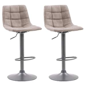 Palmer 44 in. Light Grey Adjustable Low-Back Square Tufted Metal Barstool (Set of 2)