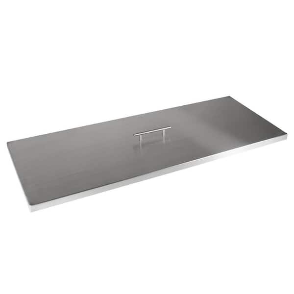 Celestial Fire Glass Fire Pit Cover for 36 in. x 12 in. Rectangular Burner Pan, Stainless Steel, Wrapped Edge (39 in. x 15 in. x 1.5 in. )