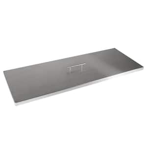 Fire Pit Cover for 36 in. x 12 in. Rectangular Burner Pan, Stainless Steel, Wrapped Edge (39 in. x 15 in. x 1.5 in. )