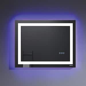 Deco 24 in. W x 31 in. H Frameless Rectangular LED Light Bathroom Vanity Mirror in Aluminum