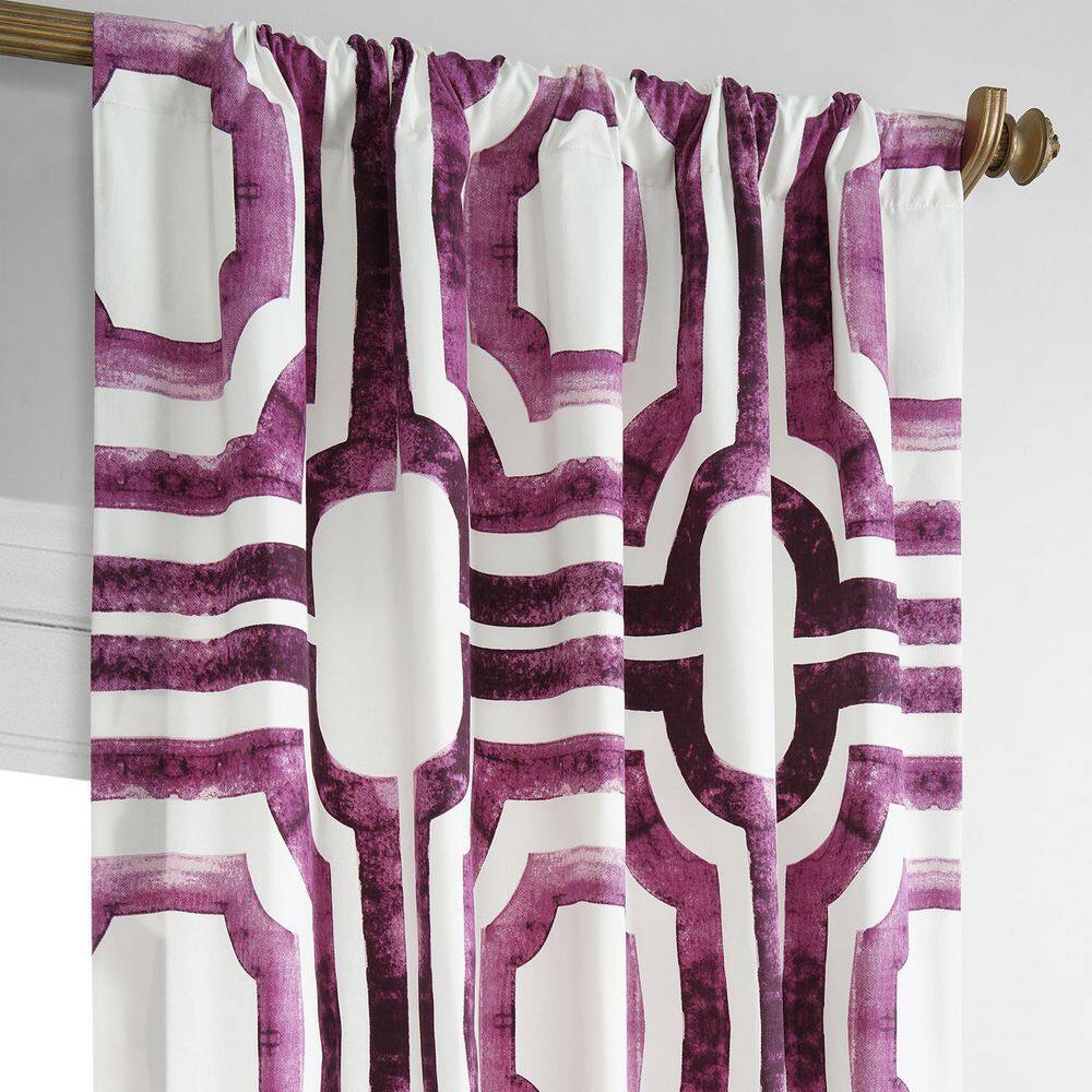 Mecca Pink Geometric Cotton Room Darkening Curtain Panel