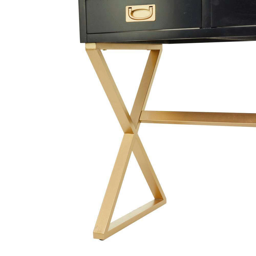 47" Black and Iron Modern Desk with Storage