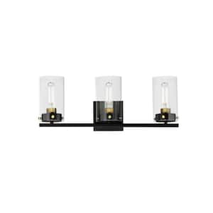 Pinn 39 in. 3 Light Brass Bath Vanity Light