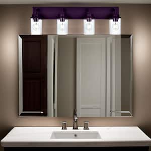 31 in. W 4-Light Bathroom Vanity Light Fixtures Wall Sconces with Clear Glass Shade for Hallway Bedroom Living Room (C)