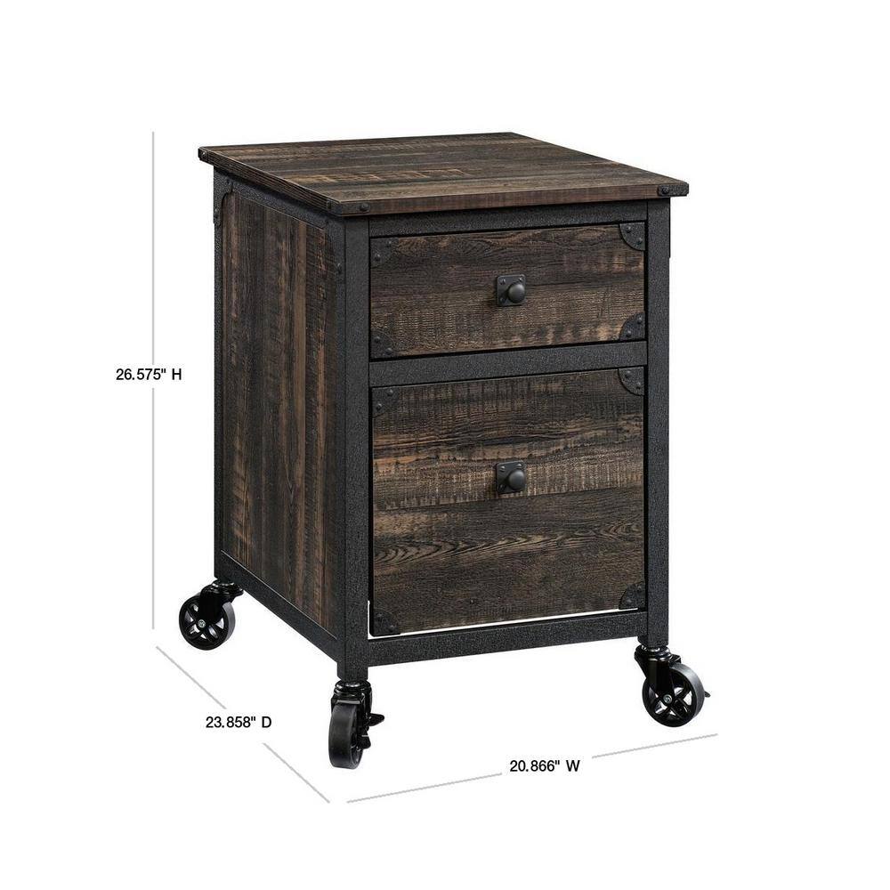 Carbon Oak 2-Drawer Mobile Pedestal with Powder-Coated Metal Frame
