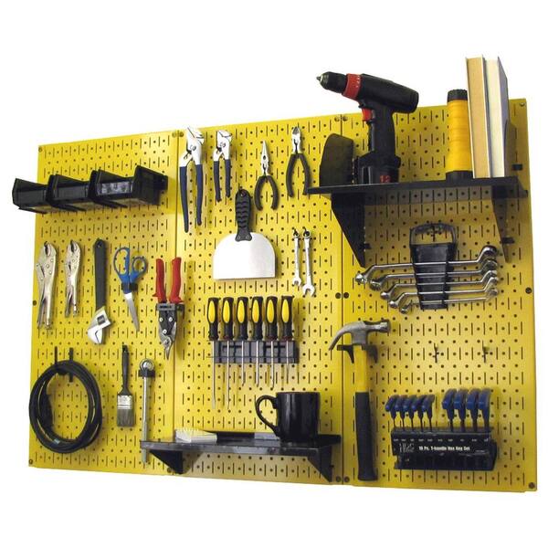 x 32 in Blue Metal Panels Garage Tool Board Storage Pegboard Organizer 32 in 
