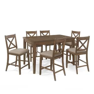 Staley 7-Piece Antique Brown Manufactured Wood Top Counter Height Dining Set