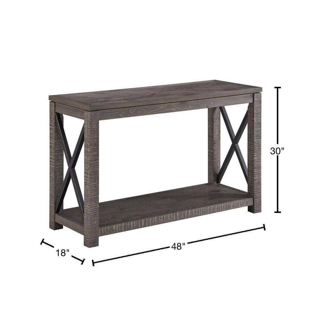Dexter 48" Brown Wood and Metal Sofa Table with Storage