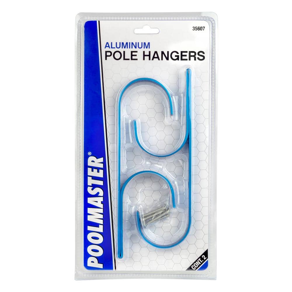2 PCS Set Wide Pool Pole Hangers Heavy Duty Black Aluminium Holder