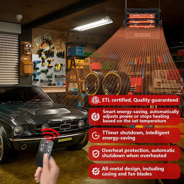 29,010 BTU 8500-Watt 240V Ceiling/Wall Mount Electric Garage Heater with Remote Control