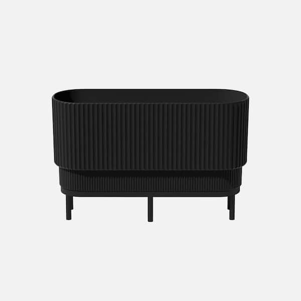 Veradek Demi 30 in. L x 10 in. W x 18.25 in. H in. Rectangular Raised with Stand Plastic Planter, Black/Black
