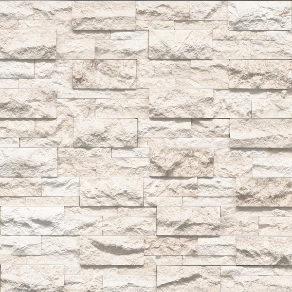 MSI Take Home Tile Sample - XL Mayra Splitface White Ledger Panel 4 in. x 4 in. Limestone Wall Tile