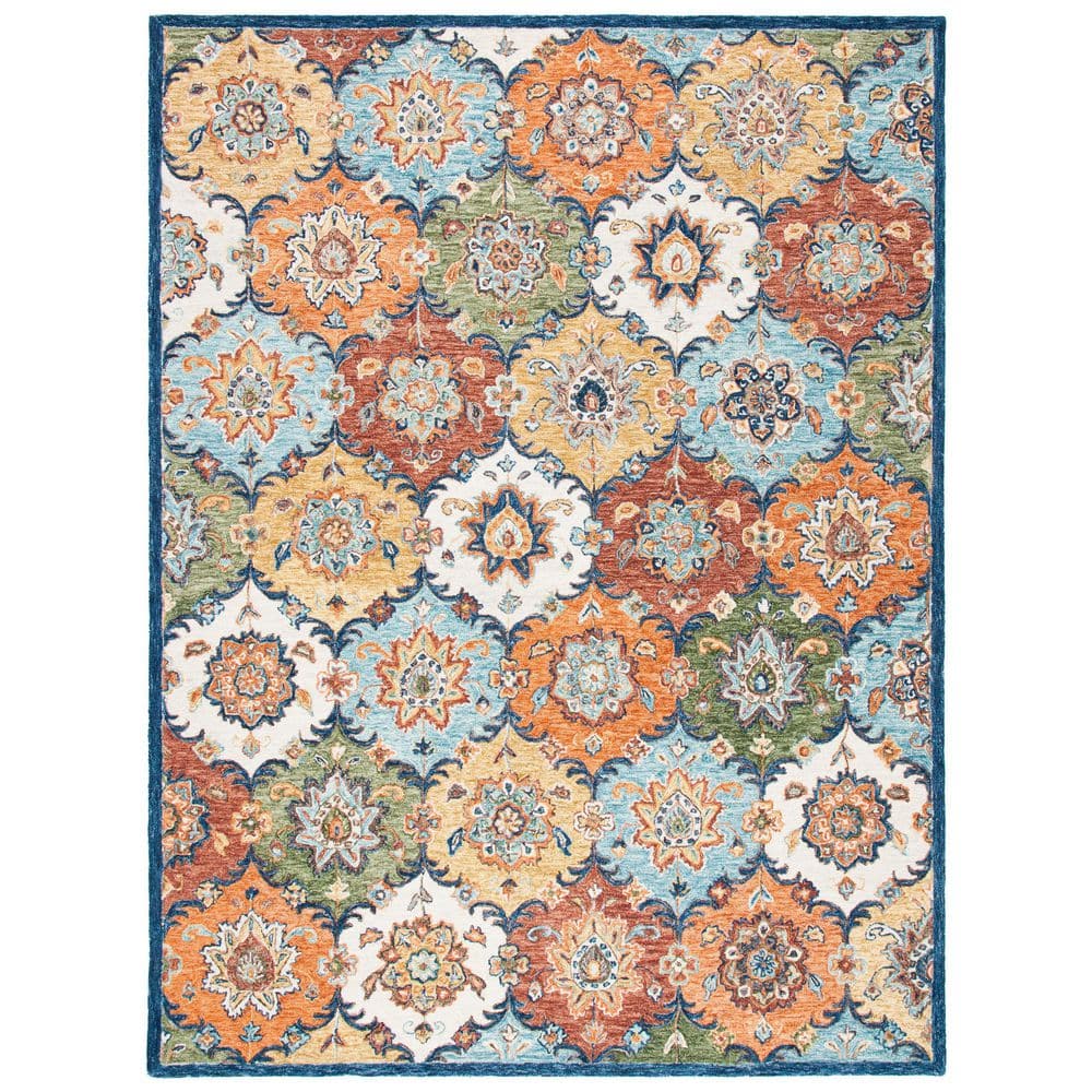 Heritage 9 ft. x 12 ft. Blue/Rust Ornate Quatrefoil Area Rug price history on PriceWatchPro