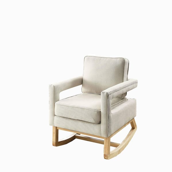 Unbranded Beige Modern Hollow Design Accent Lounge Arm Rocking Chair