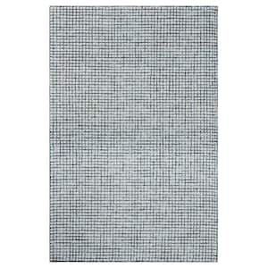 Charlie Navy Blue/Ivory 7 ft. 9 in. x 9 ft. 9 in. Hand-Hooked Geometric Organic Wool Area Rug