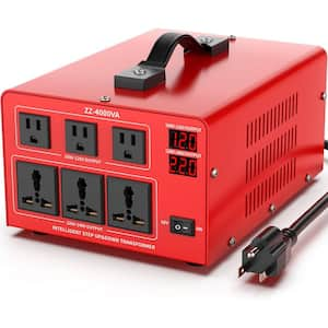 4000W Heavy Duty Voltage Converter Transformer with 3 US and 3 Universal Outlet, LCD Display, Circuit Breaker Protection