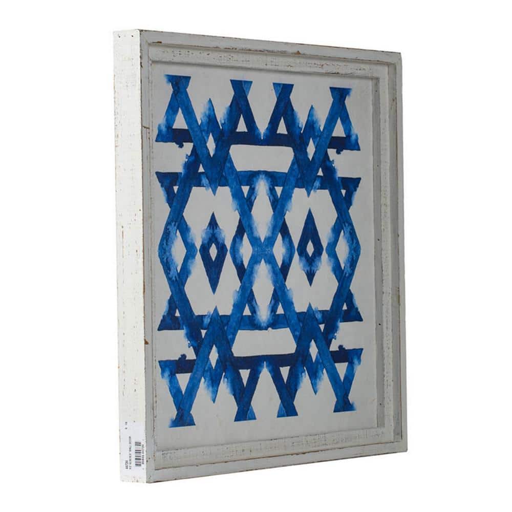 17 x 17 White and Blue Geometric Framed Wall Art Set