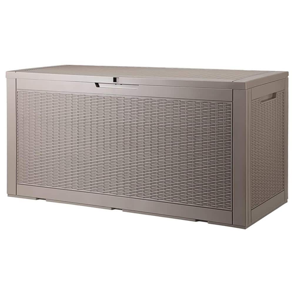 100 Gal. Gray Waterproof Resin Deck Box with Aluminum Alloy Padlock