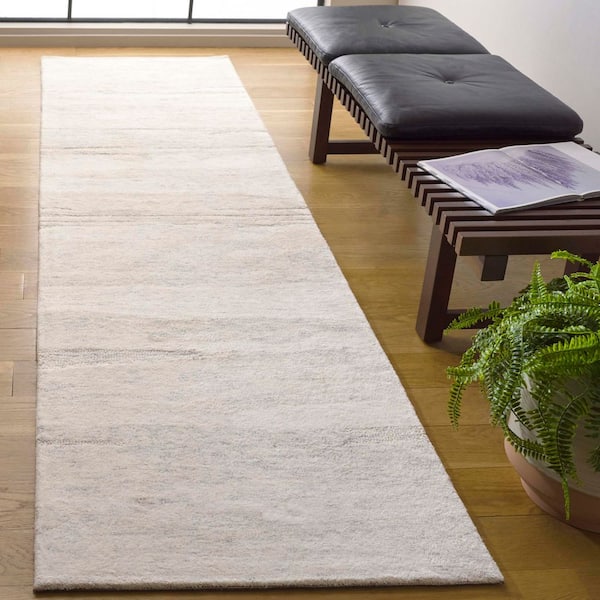 Ebony 2 ft. x 9 ft. Light Gray/Beige Abstract Striped Runner Rug