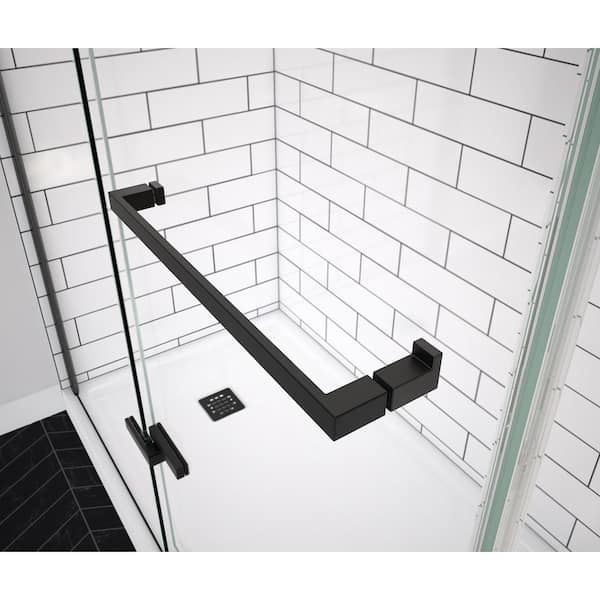 MAAX Reveal Sleek 47 in. W x 71.5 in. H Pivot Frameless Alcove Shower Door in Matte Black 139578-900-340-000 MAAX Reveal Sleek 47 in. W x 71.5 in. H Pivot Frameless Alcove Shower Door in Matte Black 139578-900-340-000
