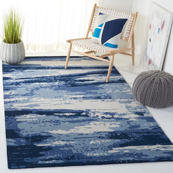 Metro Blue/Ivory 8 ft. x 10 ft. Abstract Gradient Area Rug