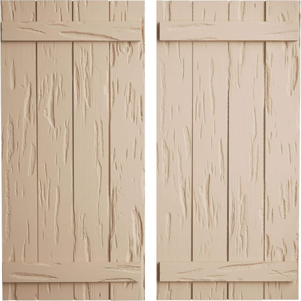 22 in. x 42 in. Timberthane Polyurethane 4-Board Joined Board-n-Batten Pecky Cypress Faux Wood Shutters Pair price history on PriceWatchPro